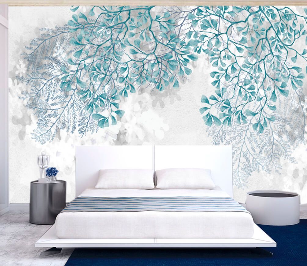 

Фотообои Арт-Обои Голубые ветки с листьями №dec_4332 Лоск