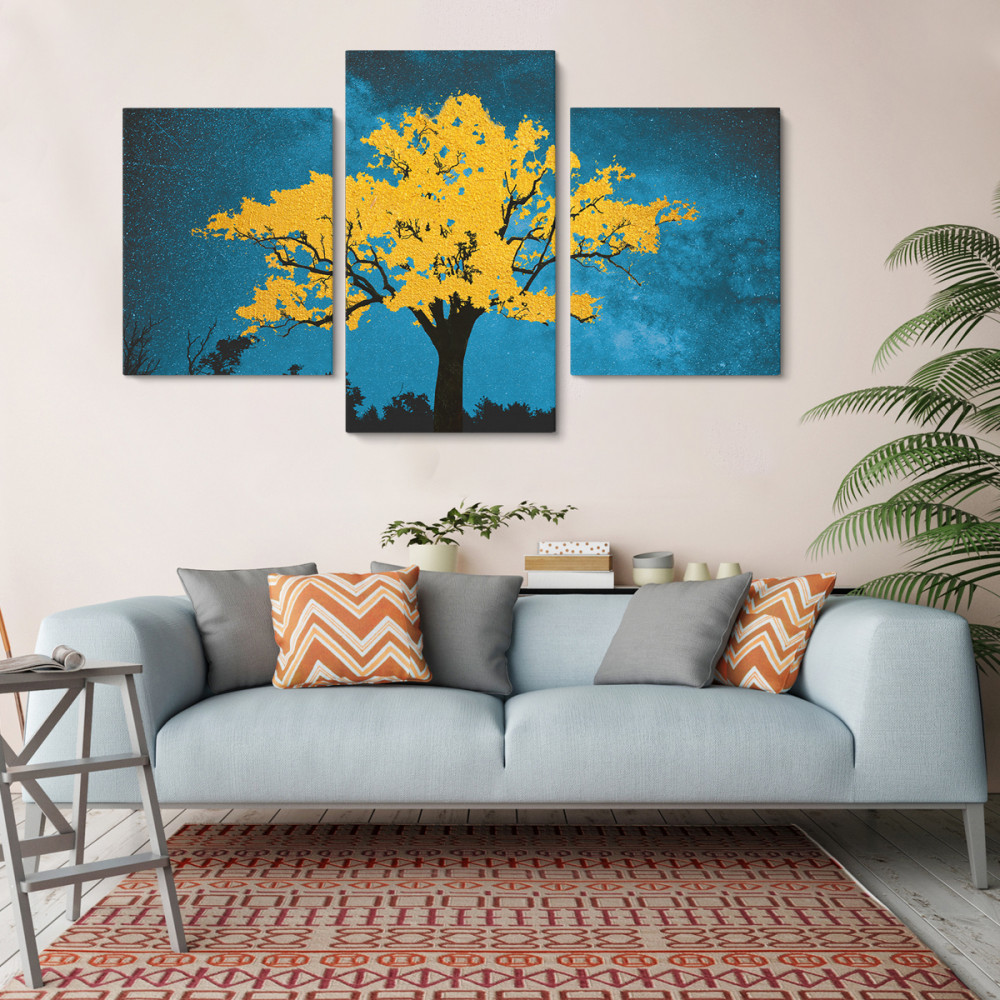 

Модульная картина из трех частей Malevich Store Gold Tree 141x90 см