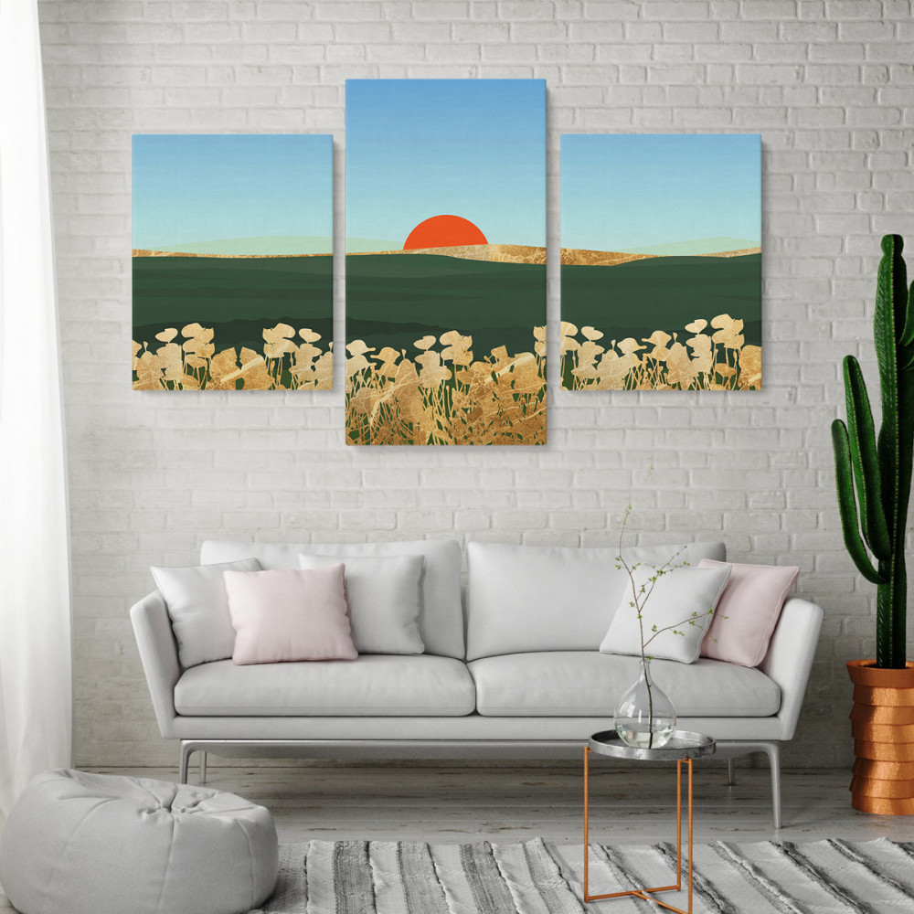 

Модульная картина из трех частей Malevich Store Золотой рассвет 141x90 см
