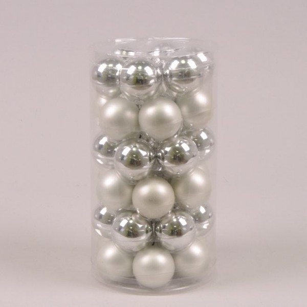 

Шарики стеклянные 3,8 см. серебряные (36 шт.) Flora 44559 (NAT09405)
