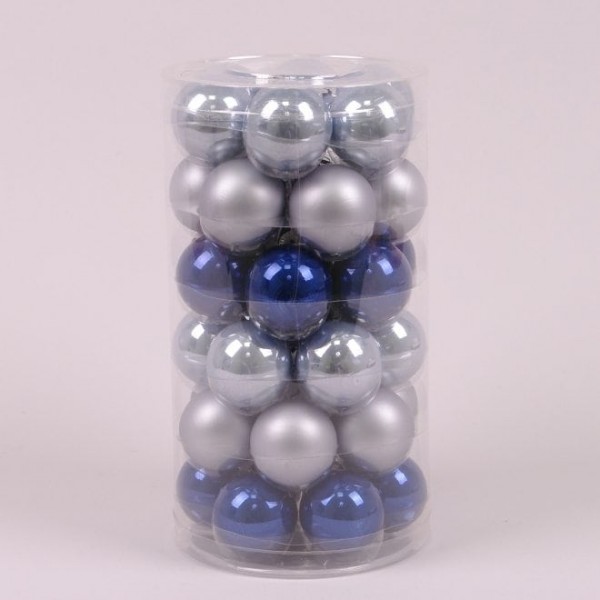 

Шарики стеклянные 3,8 см. голубые-синие (36 шт.) Flora 44567 (NAT09409)
