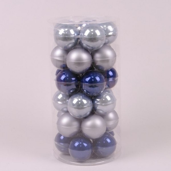 

Шарики стеклянные 5,7 см. голубые-синие (30 шт.) Flora 44584 (NAT09430)