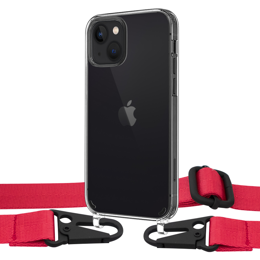 

Чехол Upex Crossbody Protection Case для iPhone 13 Crystal with Harness Red