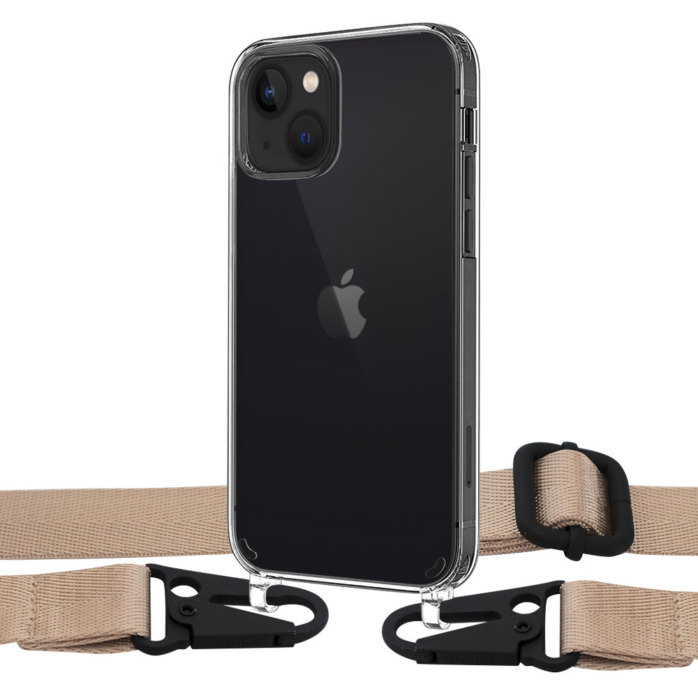 

Чехол Upex Crossbody Protection Case для iPhone 13 Crystal with Harness Champagne