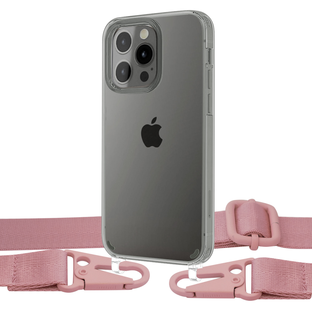 

Чехол Upex Crossbody Protection Case для iPhone 13 Pro Max Crystal with Harness Pink