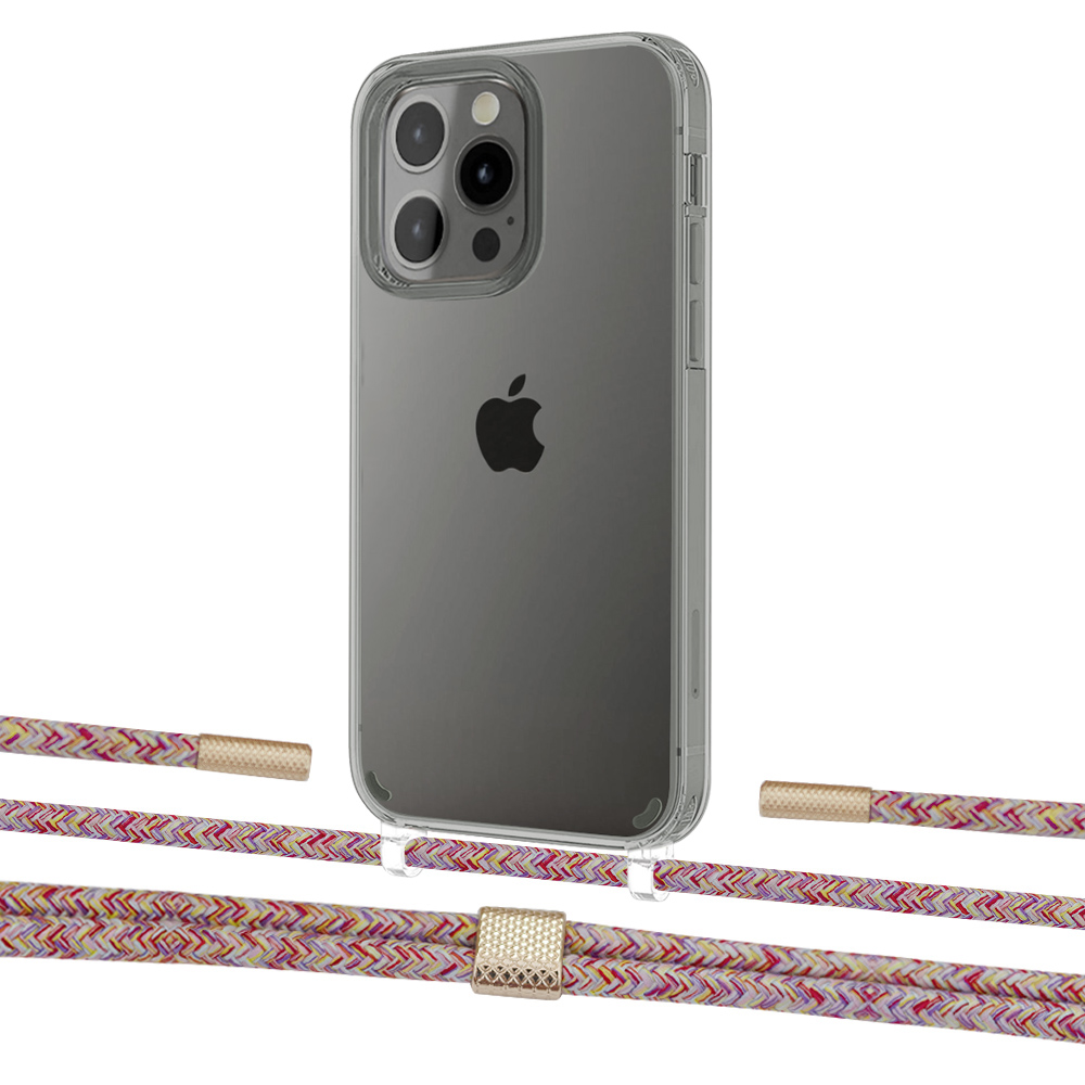 

Чехол Upex Crossbody Protection Case для iPhone 13 Pro Max Crystal with Twine Mulberry and Fausset Gold