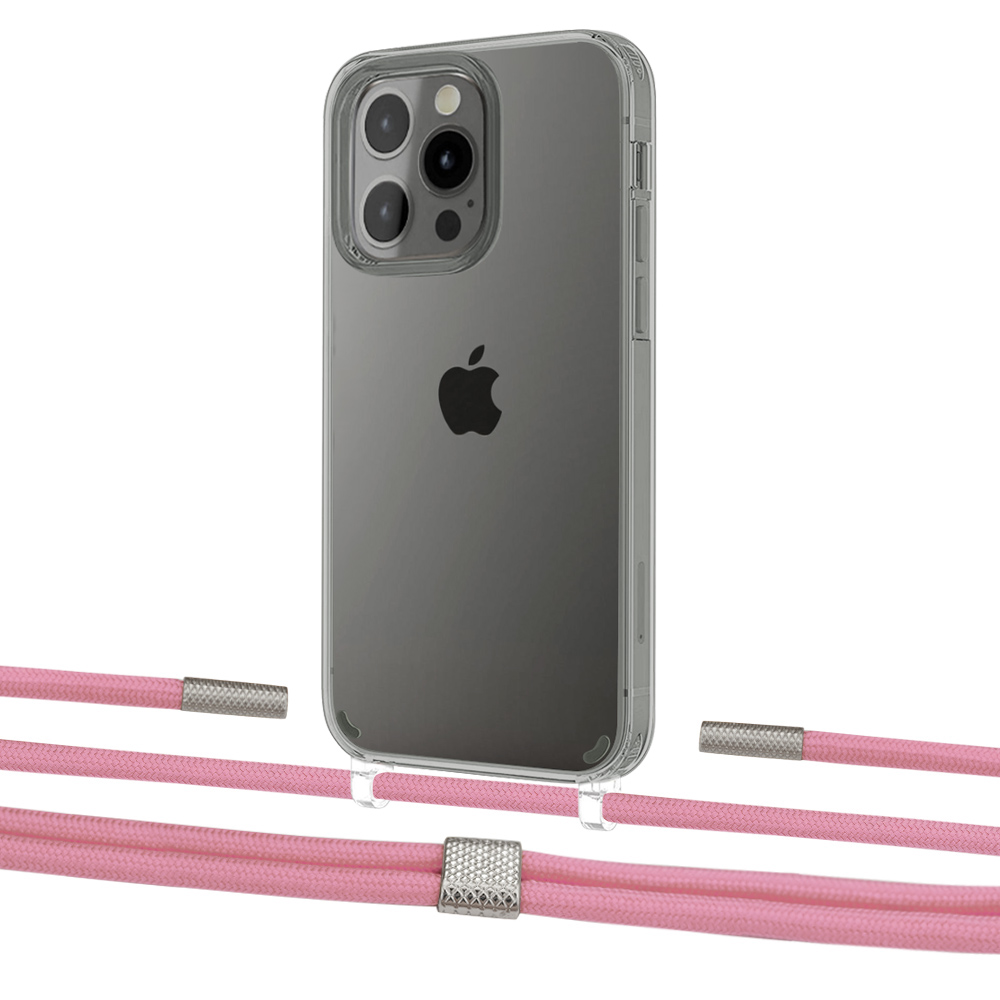 

Чехол Upex Crossbody Protection Case для iPhone 13 Pro Max Crystal with Twine Coral and Fausset Silver