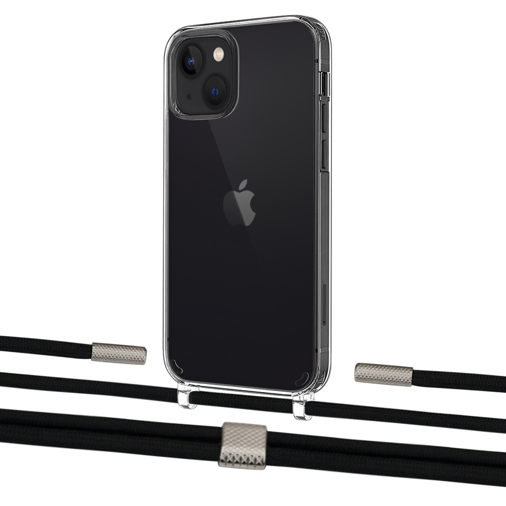 

Чехол Upex Crossbody Protection Case для iPhone 13 mini Crystal with Twine Black and Fausset Silver