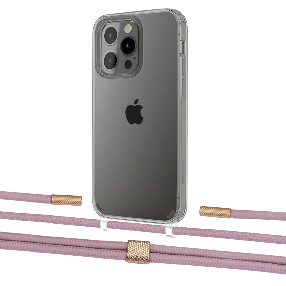 

Чехол Upex Crossbody Protection Case для iPhone 13 Pro Max Crystal with Twine Rose Gold and Fausset Gold