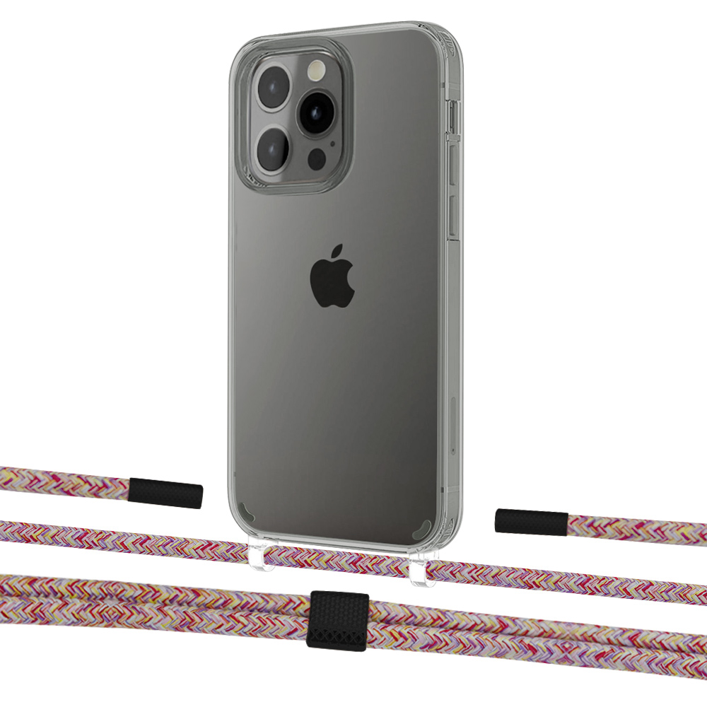 

Чехол Upex Crossbody Protection Case для iPhone 13 Pro Crystal with Twine Mulberry and Fausset Matte Black