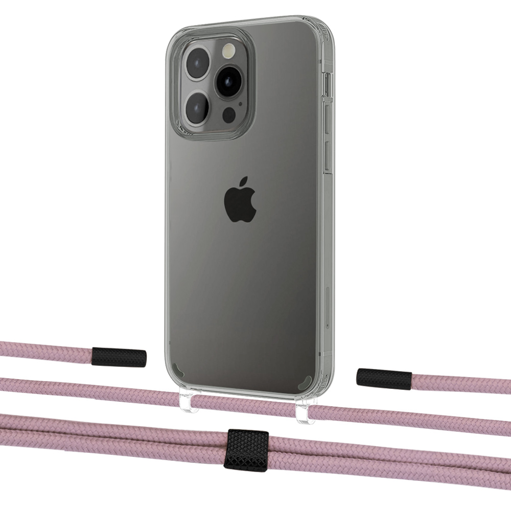 

Чехол Upex Crossbody Protection Case для iPhone 13 Pro Max Crystal with Twine Rose Gold and Fausset Matte Black