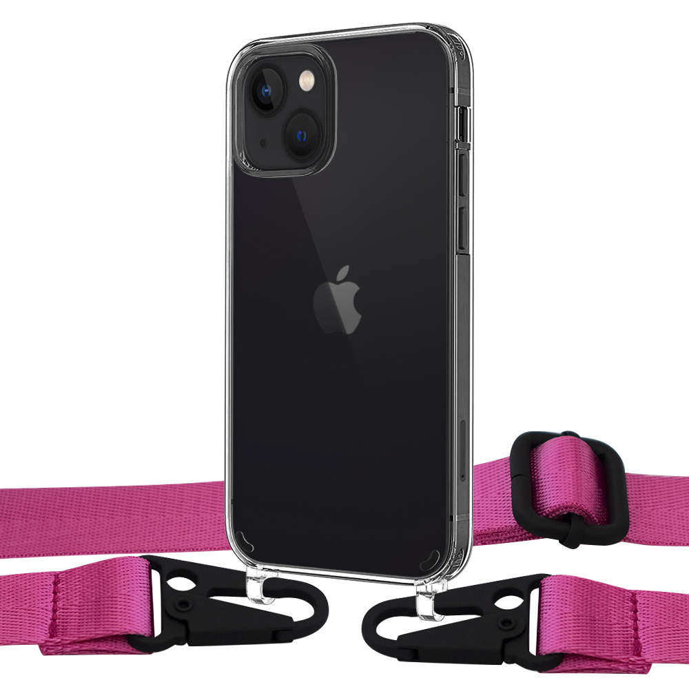 

Чехол Upex Crossbody Protection Case для iPhone 13 Crystal with Harness Magenta