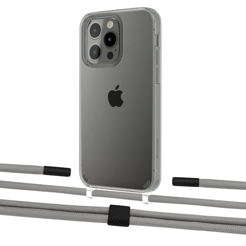 

Чехол Upex Crossbody Protection Case для iPhone 13 Pro Crystal with Twine Gray and Fausset Matte Black