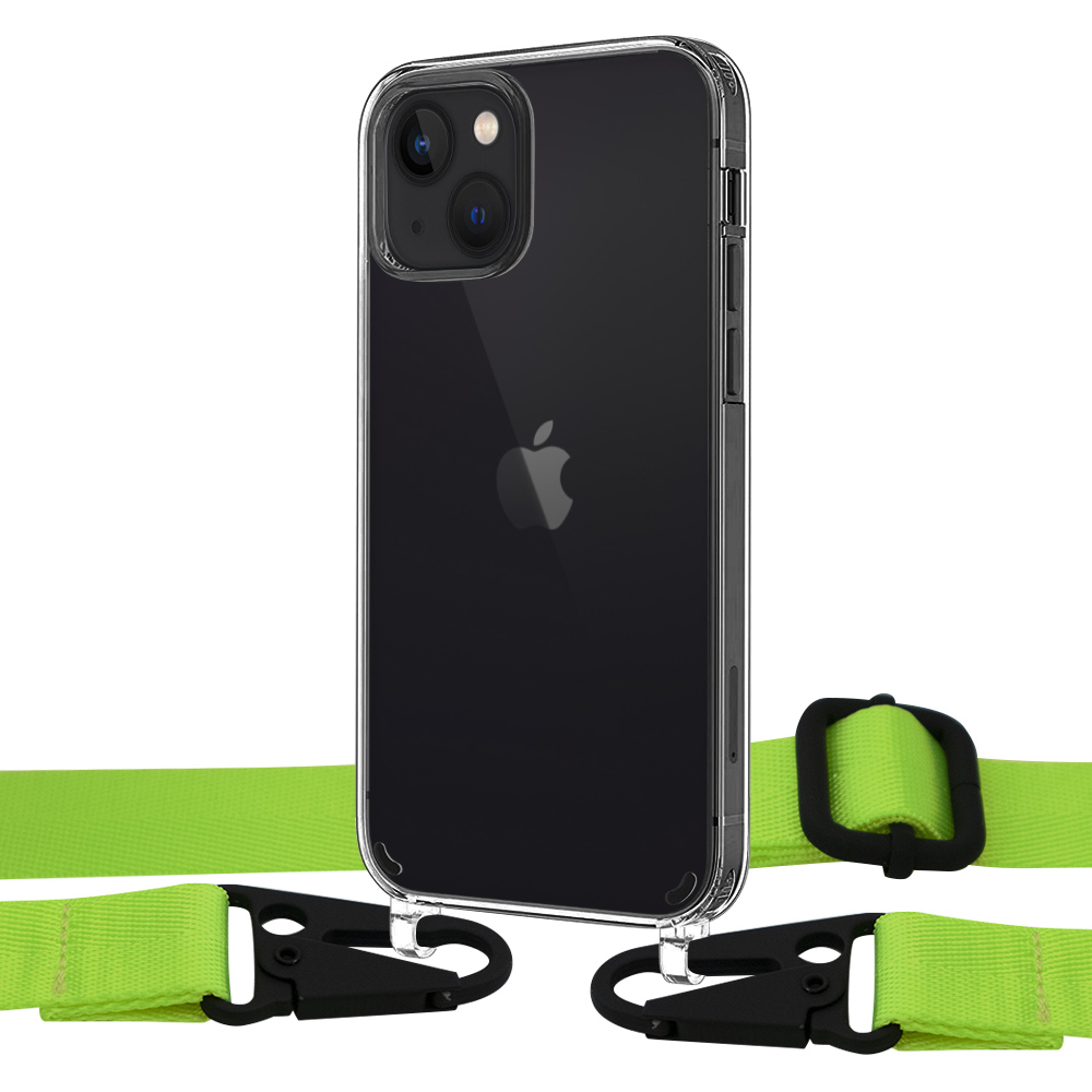 

Чехол Upex Crossbody Protection Case для iPhone 13 mini Crystal with Harness Toxic Green