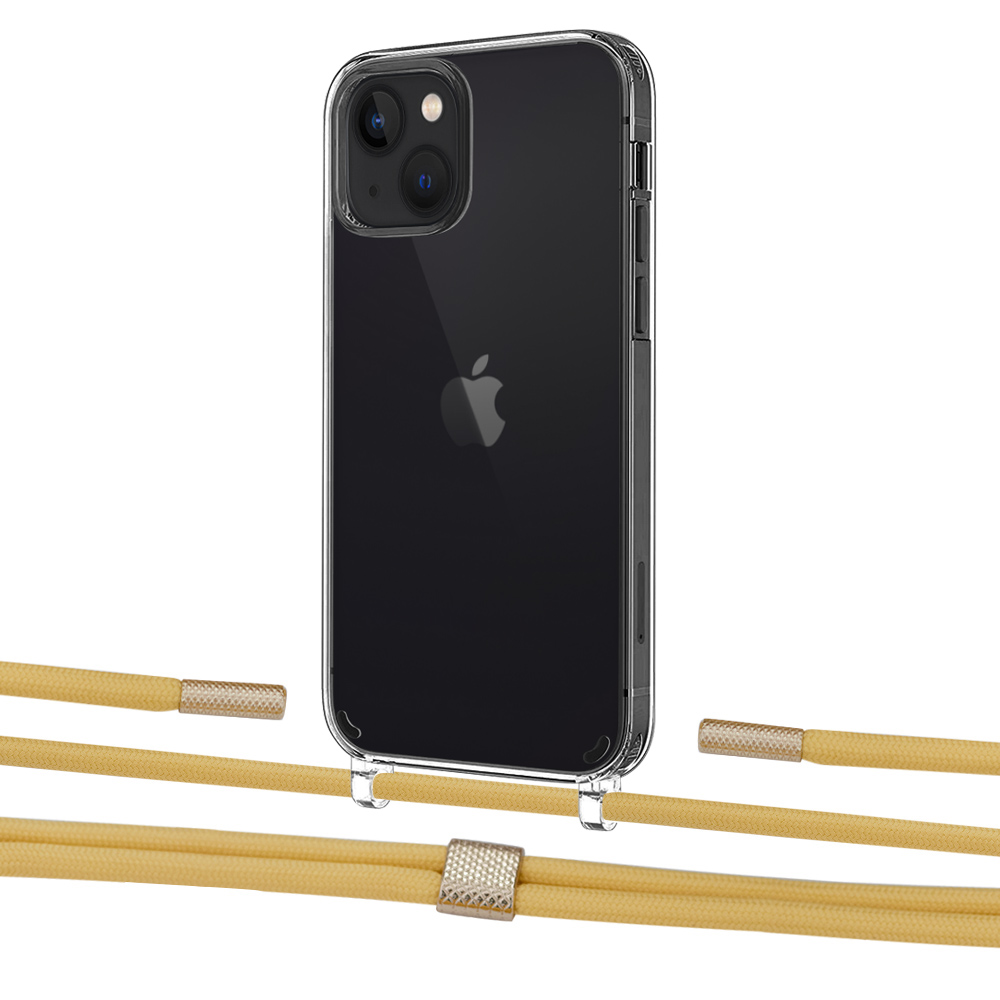

Чехол Upex Crossbody Protection Case для iPhone 13 Crystal with Twine Sunflower and Fausset Gold