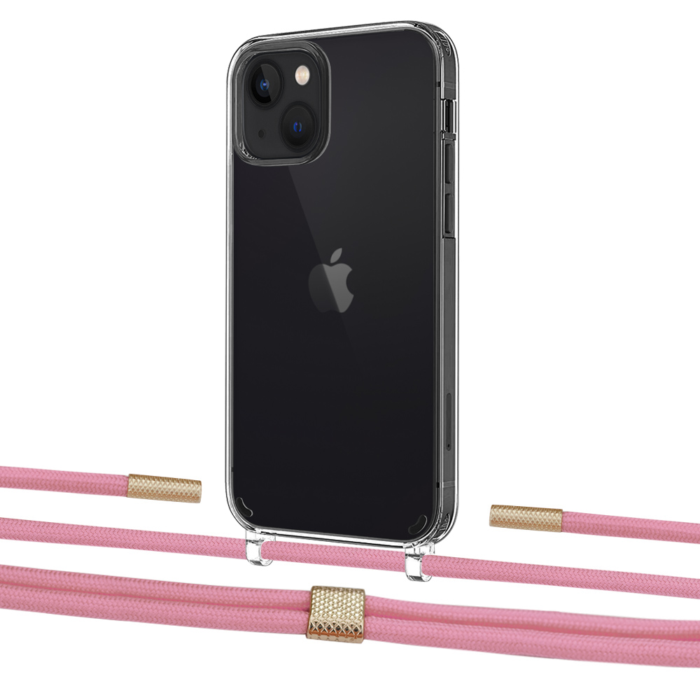 

Чехол Upex Crossbody Protection Case для iPhone 13 Crystal with Twine Coral and Fausset Gold