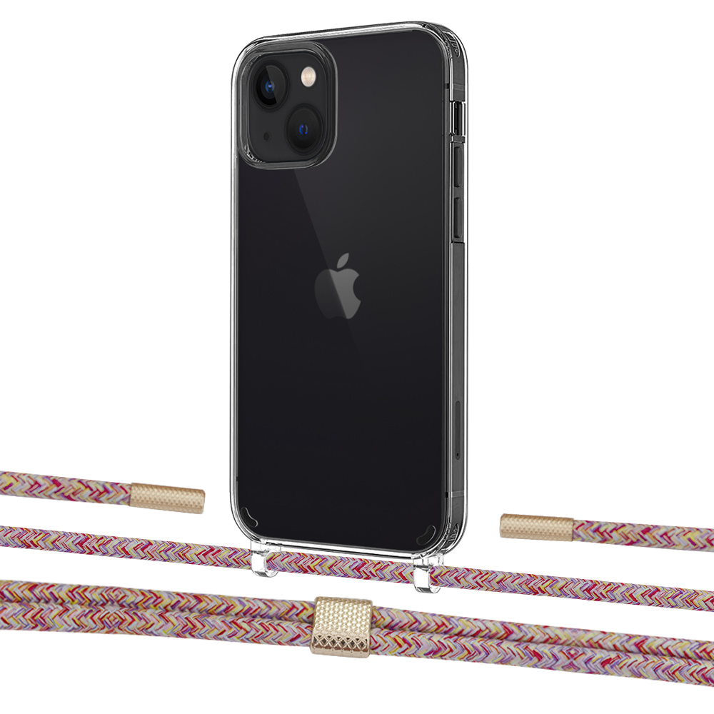 

Чехол Upex Crossbody Protection Case для iPhone 13 Crystal with Twine Mulberry and Fausset Gold