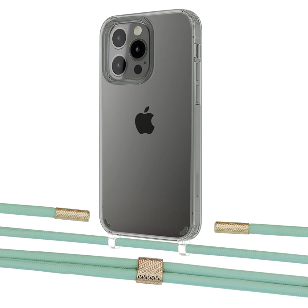 

Чехол Upex Crossbody Protection Case для iPhone 13 Pro Max Crystal with Twine Pistachio and Fausset Gold
