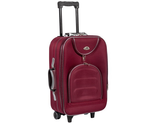 

Текстильный чемодан средний Suitcase на колесах бордовый