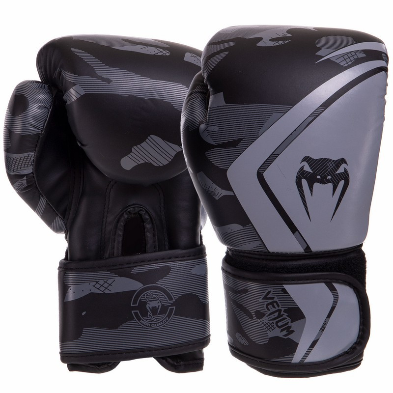 

Перчатки для бокса и единоборств Venum Heroe 3397 Black-Grey 10 унций