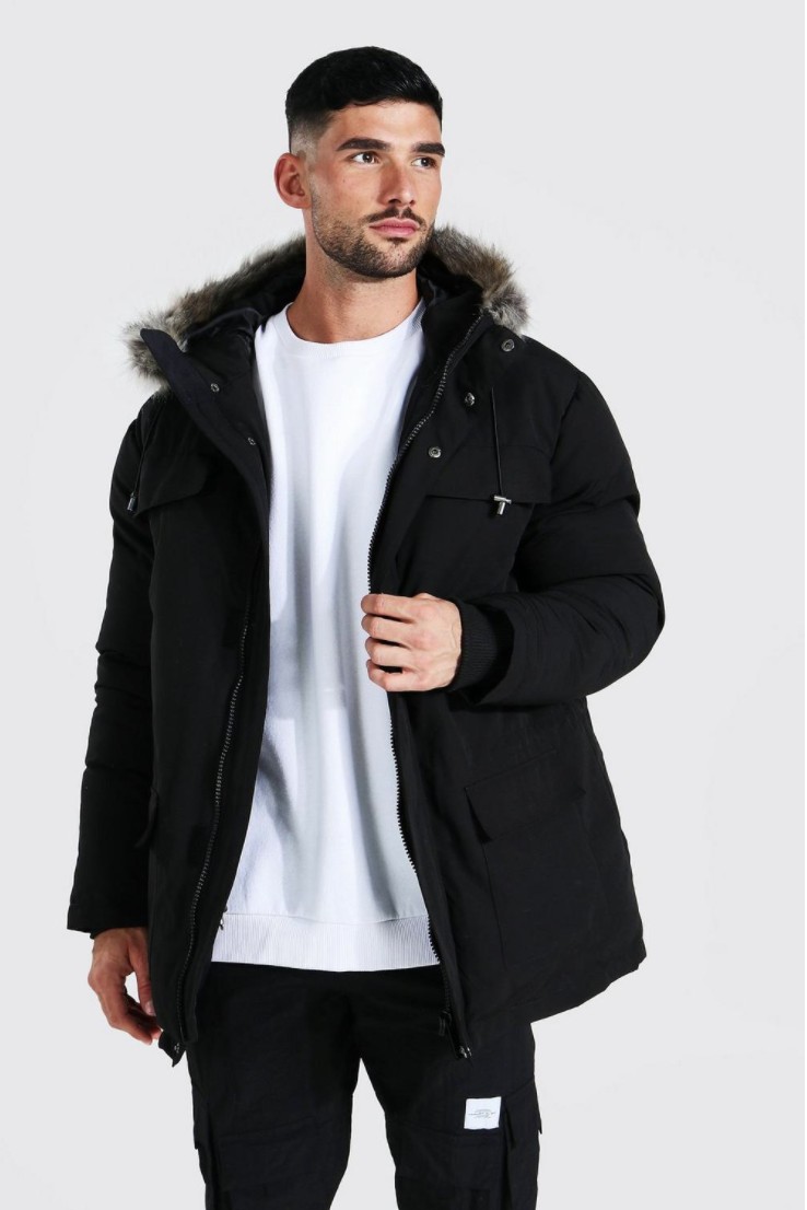 

Мужская черная парка на замке-молнии Boohoo 9088 56(5XL)