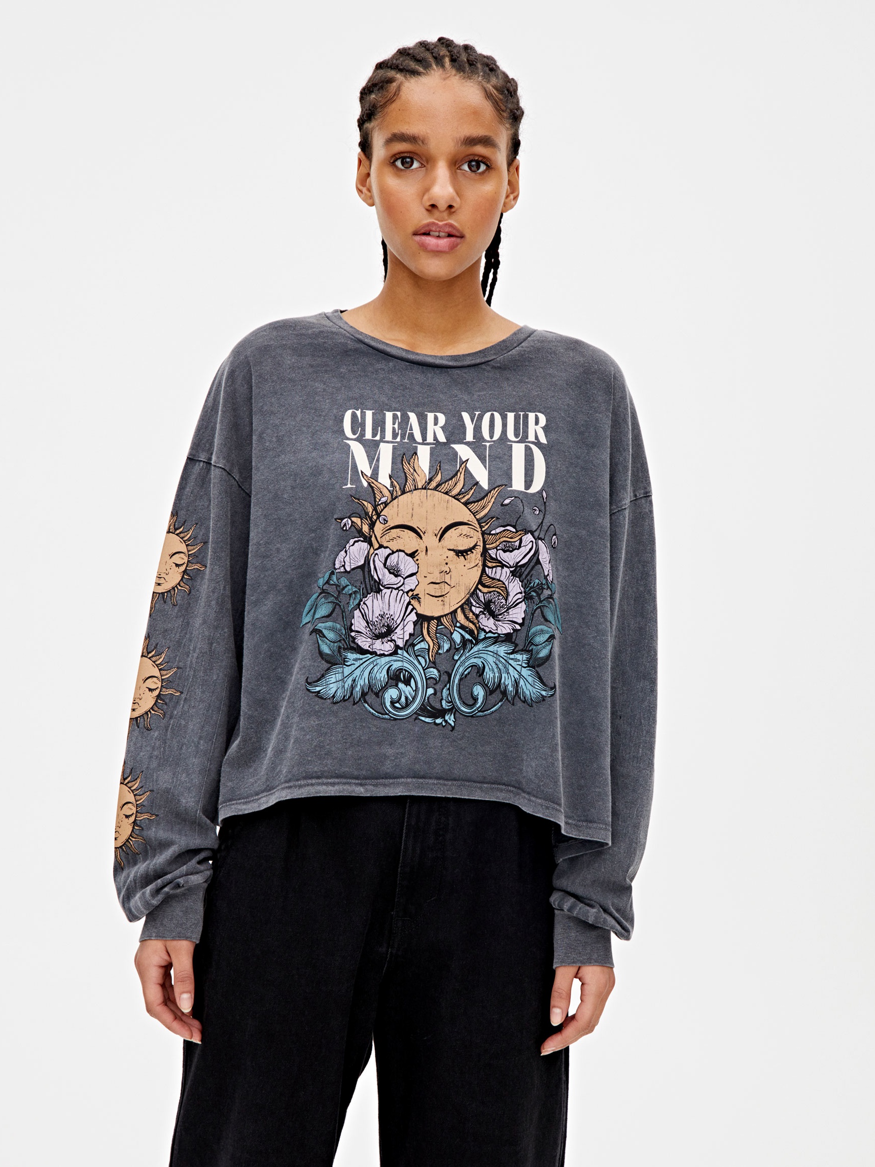 

Свитшот Pull & Bear 5234/349/833  Графитовый, Свитшот Pull & Bear 5234/349/833 XS Графитовый
