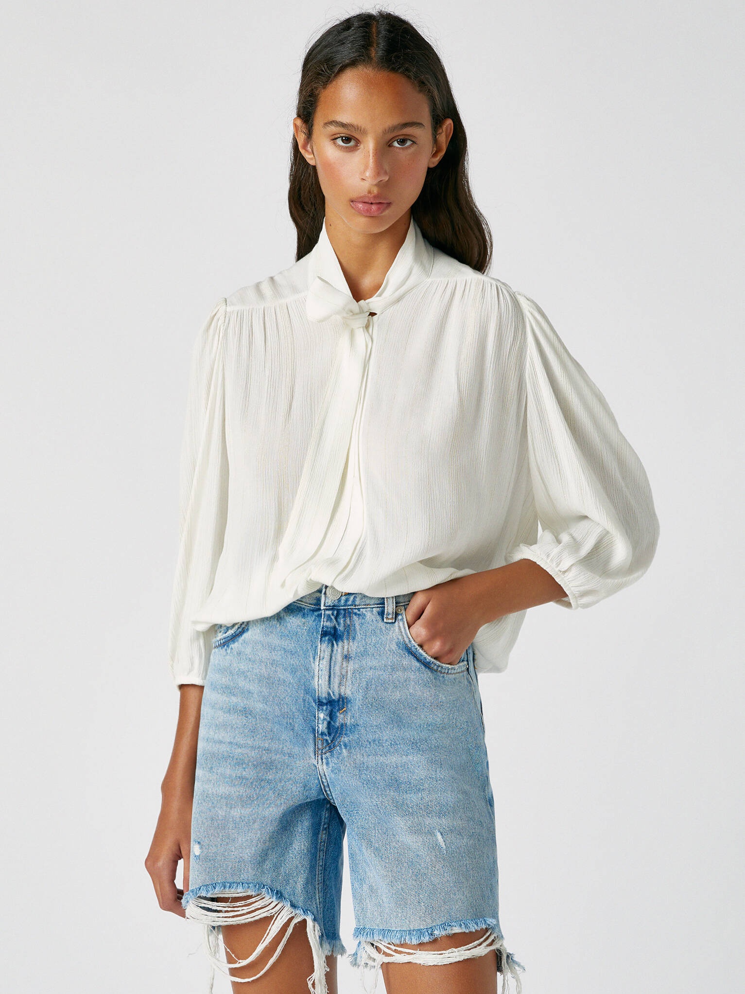 

Блузка Bershka 5474/380/805  Молочная, Блузка Bershka 5474/380/805 XS Молочная