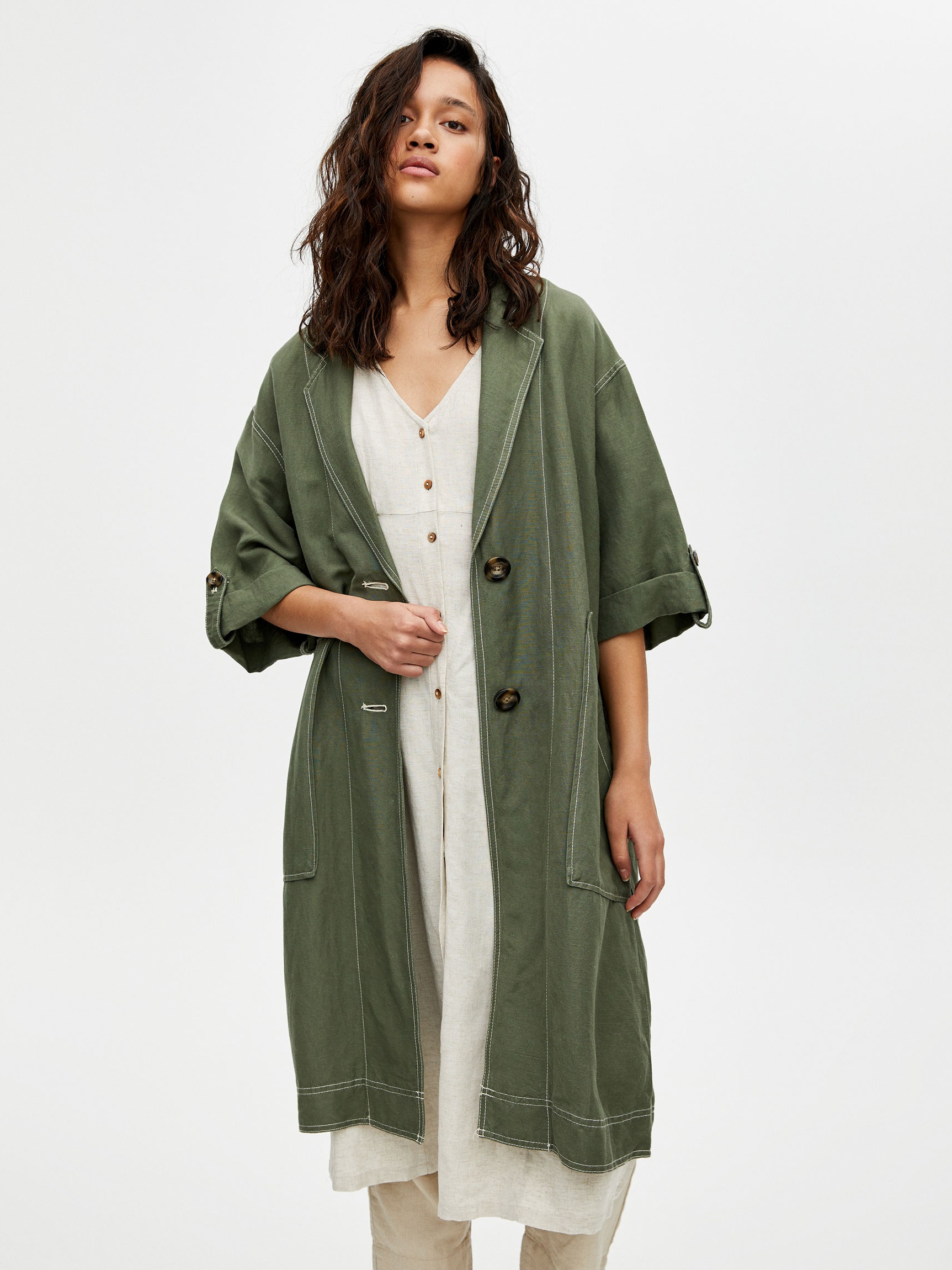 

Плащ Pull & Bear 5710/350/505 L Хаки