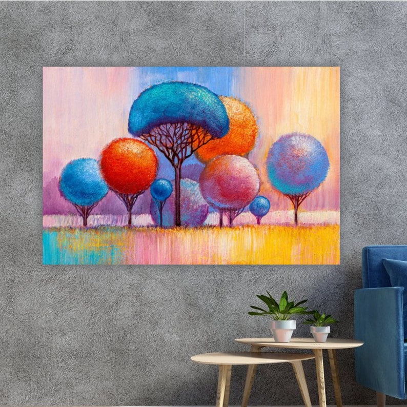 

Картина на холсте Цветные пушистые деревья51x34 см (318)