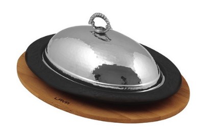 

Сковорода порционная овальная с медной крышкой на доске Lava Mini 32х23 см Черный LV ECO O DNR 3223 K4 K8