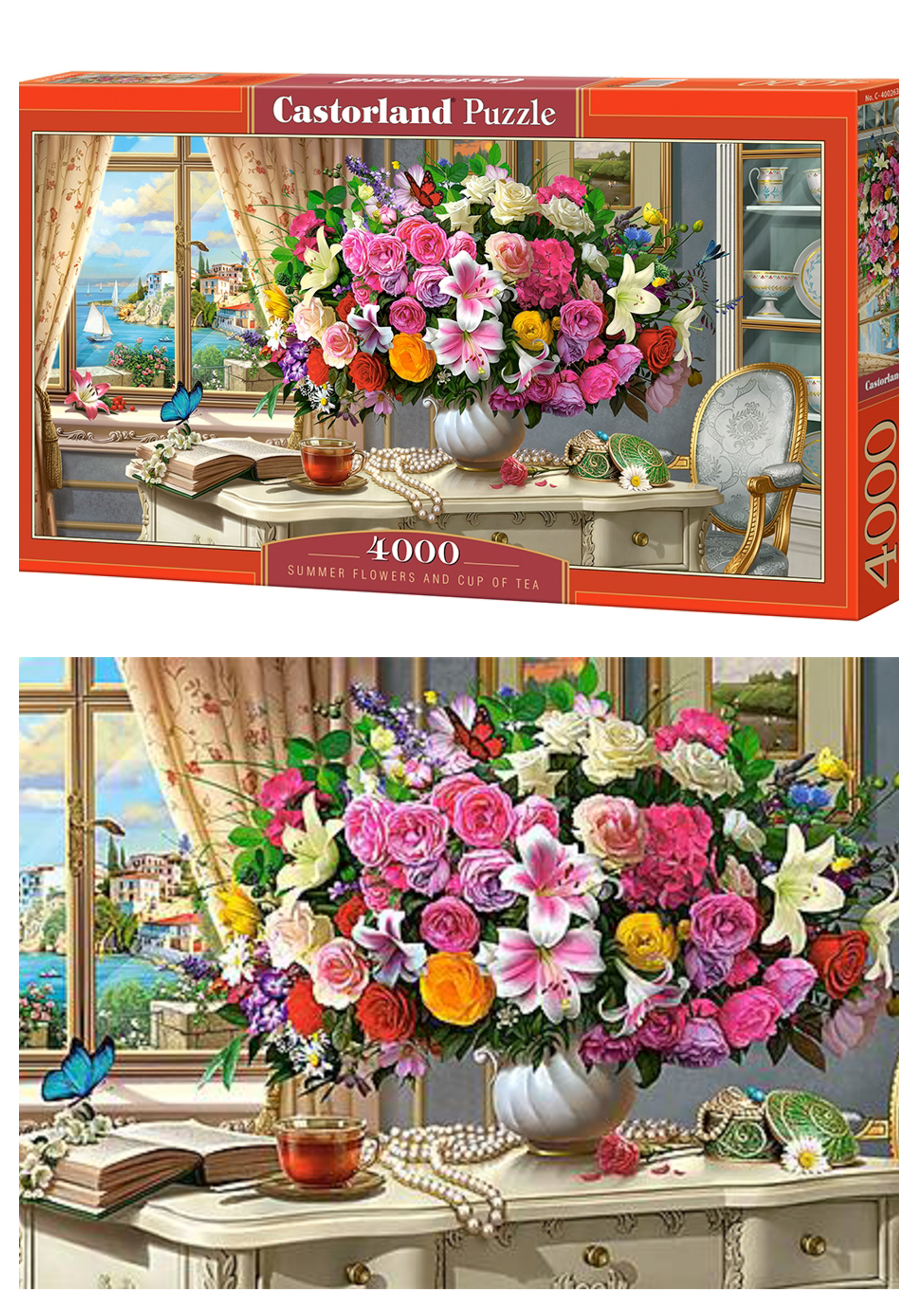 

Кастор пазлы 4000 "SUMMER FLOWERS AND CUP OF TEA" 138*68