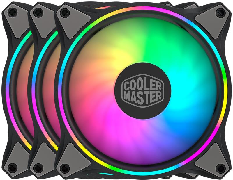 

Набор вентиляторов Cooler Master MasterFan MF120 Halo 3in1 ARGB Sync+Wired ARGB Controller (MFL-B2DN-183PA-R1), 120х120х25 мм, 4pin, черный