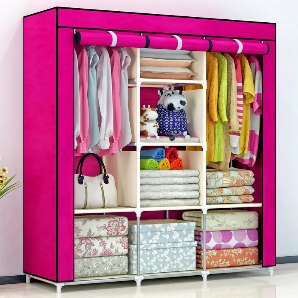 

Складной тканевый шкаф три секции HCX Storage Wardrobe 68150 Розовый (XD-14048)