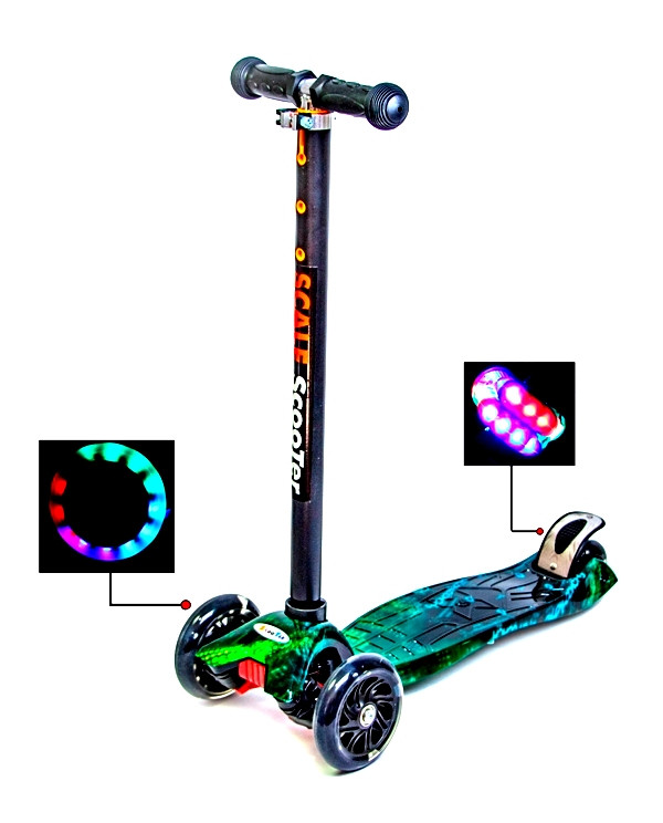 

Трёхколесный детский самокат Scale Scooter MAXI H20 Святящиеся колеса