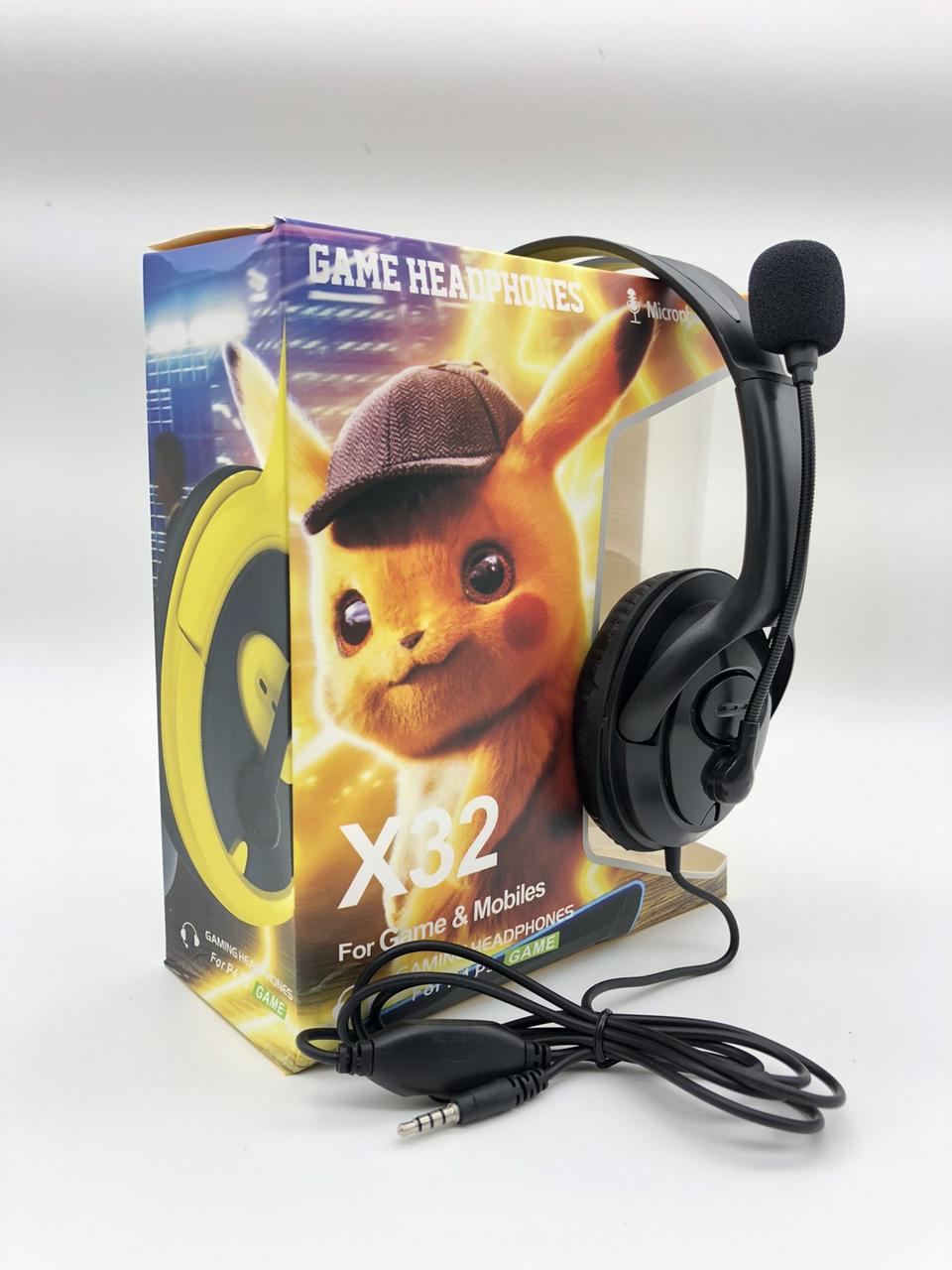 

Проводные наушники PIKACHU X32 игровые с микрофоном Черный, 206_96465