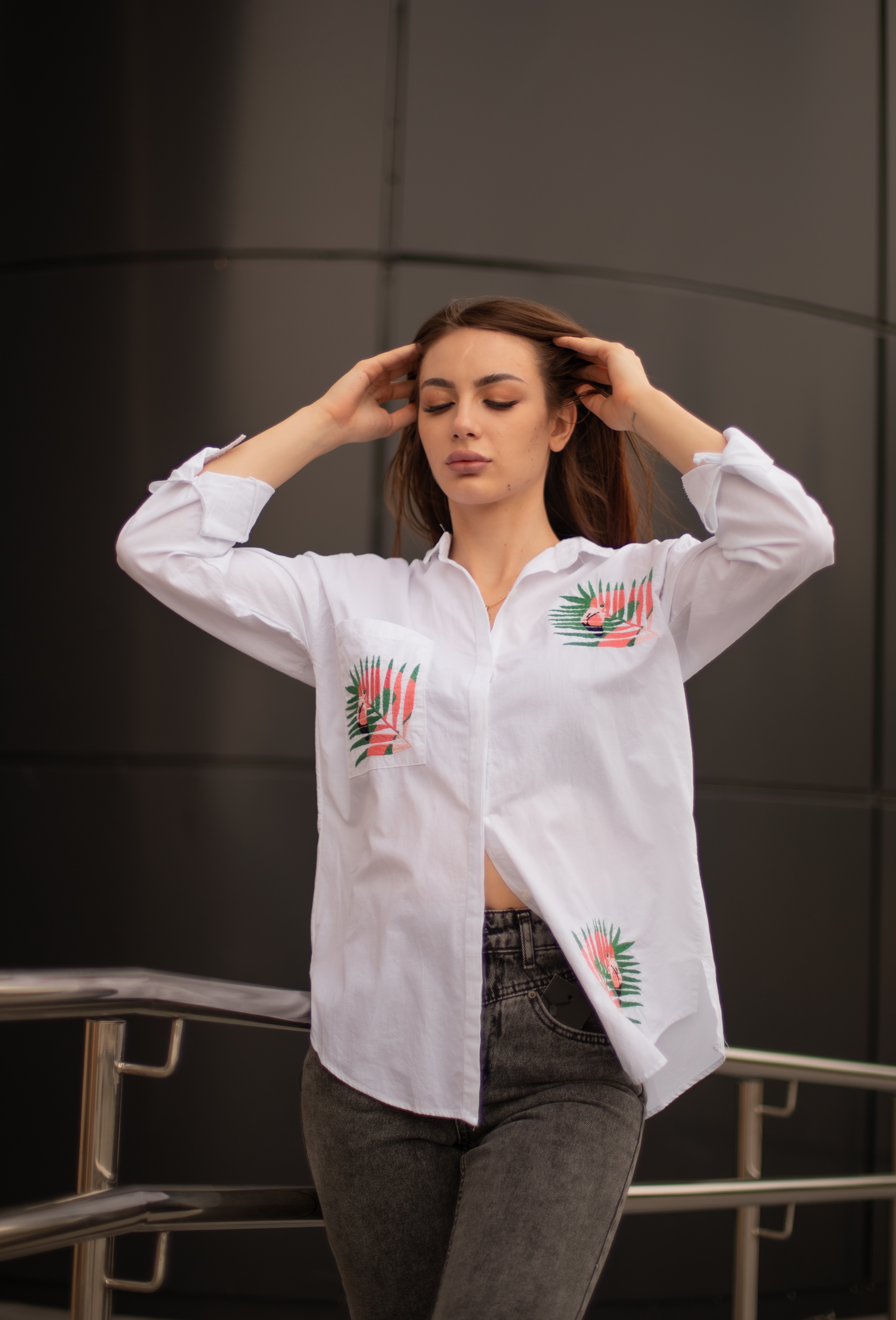 

Рубашка Maximoda Ерубашка белая фламинго 42-44 белый