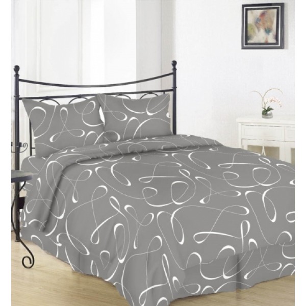 

Комплект двуспального постельного белья Moka Textile Версаль серый Бязь 175х210см