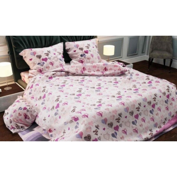 

Комплект двуспального постельного белья Moka Textile Пуговки-сердечки Бязь 175х210см