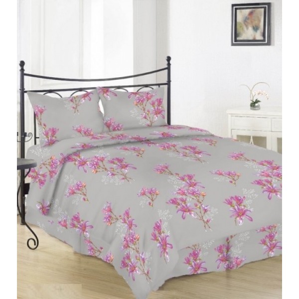 

Комплект двуспального постельного белья Moka Textile Магнолия на сером Бязь 175х210см