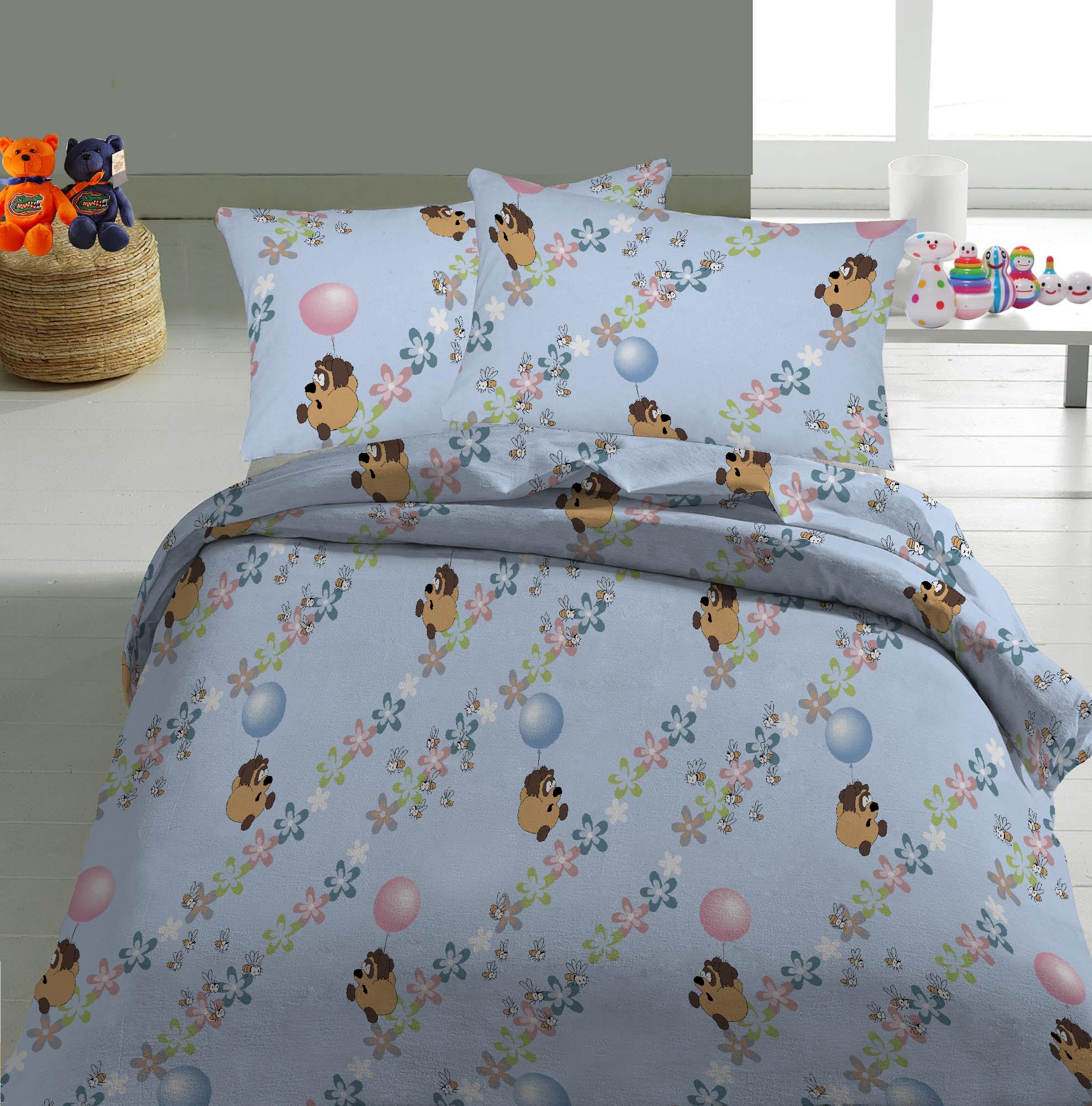 

Комплект Детского постельного белья Moka Textile Бязь Винни Пух на голубом 100х145см