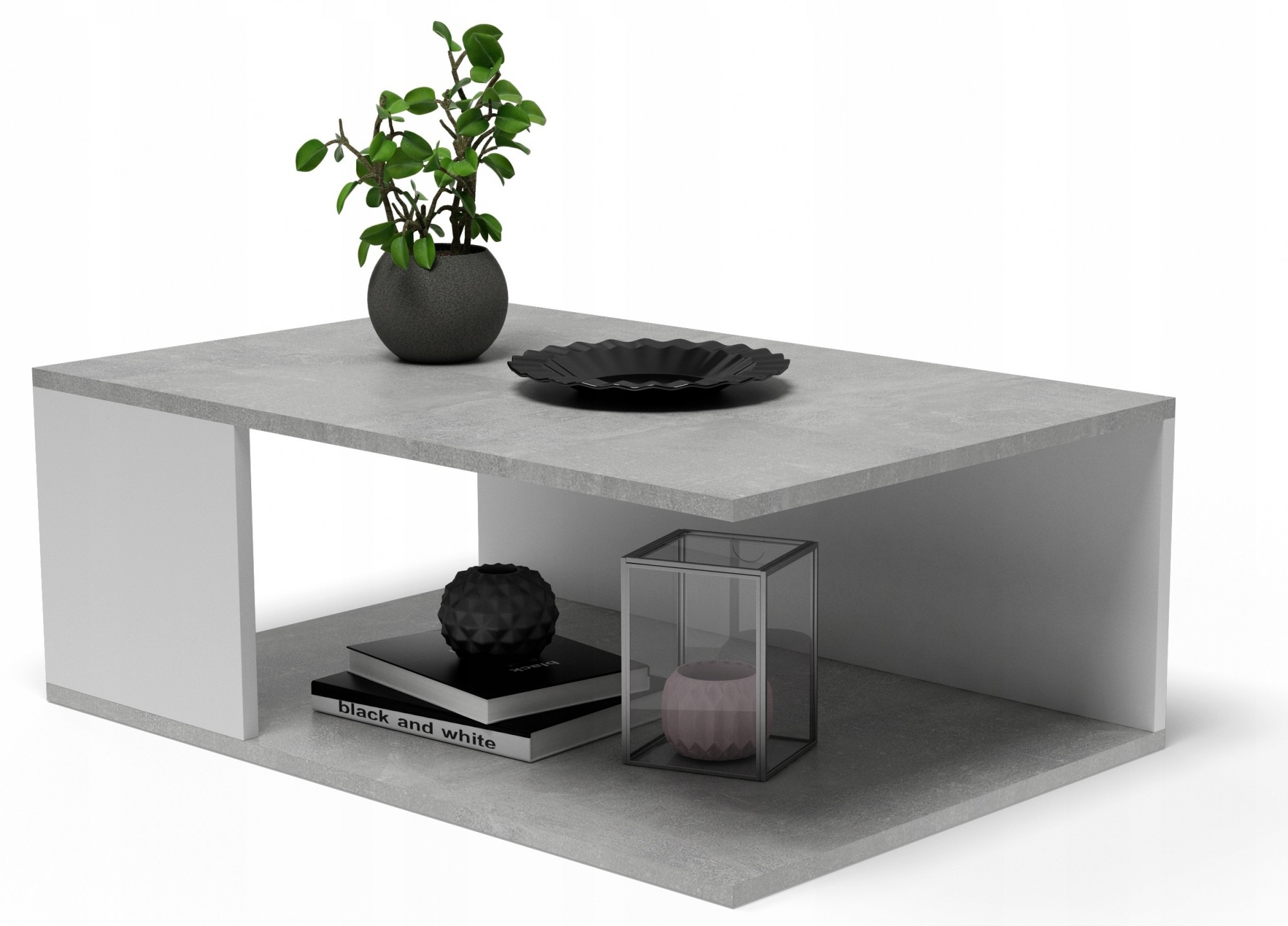 

Журнальный кофейный столик в гостинную минималистичный в стиле модерн BRMF (2135) Бетон + Белый