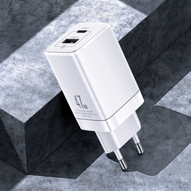 

Зарядное устройство Usams GaN Travel Charger 47W |Type-С+USB| white