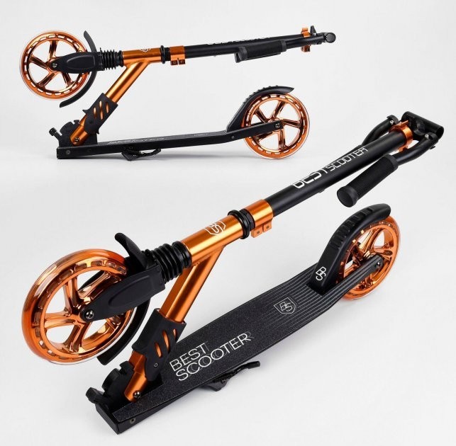 

Детский алюминиевый самокат "Best Scooter" Золото, колеса - 180 мм, 1 амортизатор передний, анодированная покраска
