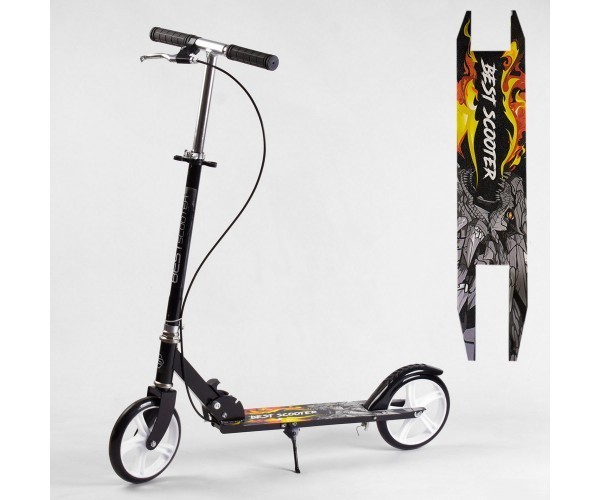

Детский двухколесный самокат "Best Scooter" с ручным тормозом, Серый длина 52см, ширина деки 10см