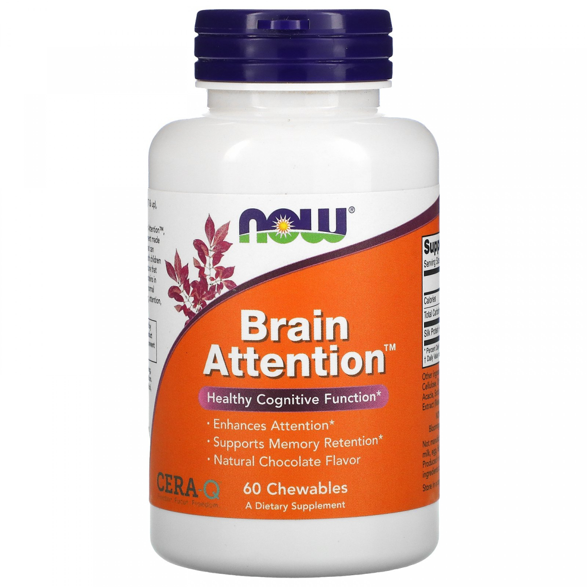 

Витамины для мозга когнитивная поддержка Now Foods (Brain Attention) 60 жевательных таблеток