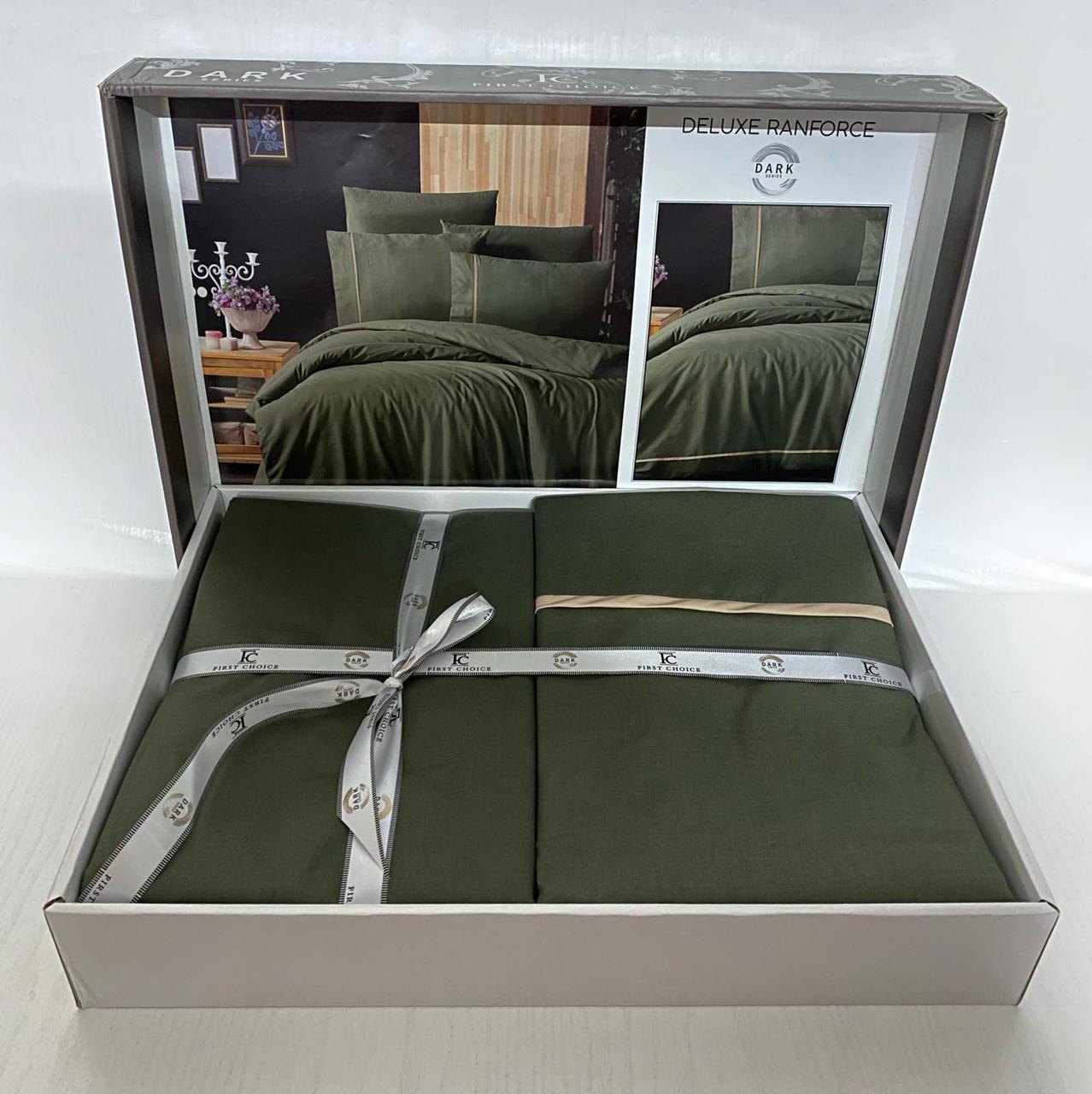 

Постельное белье First Choice ранфорс Dark Series 200x220 Alisa Dark Green