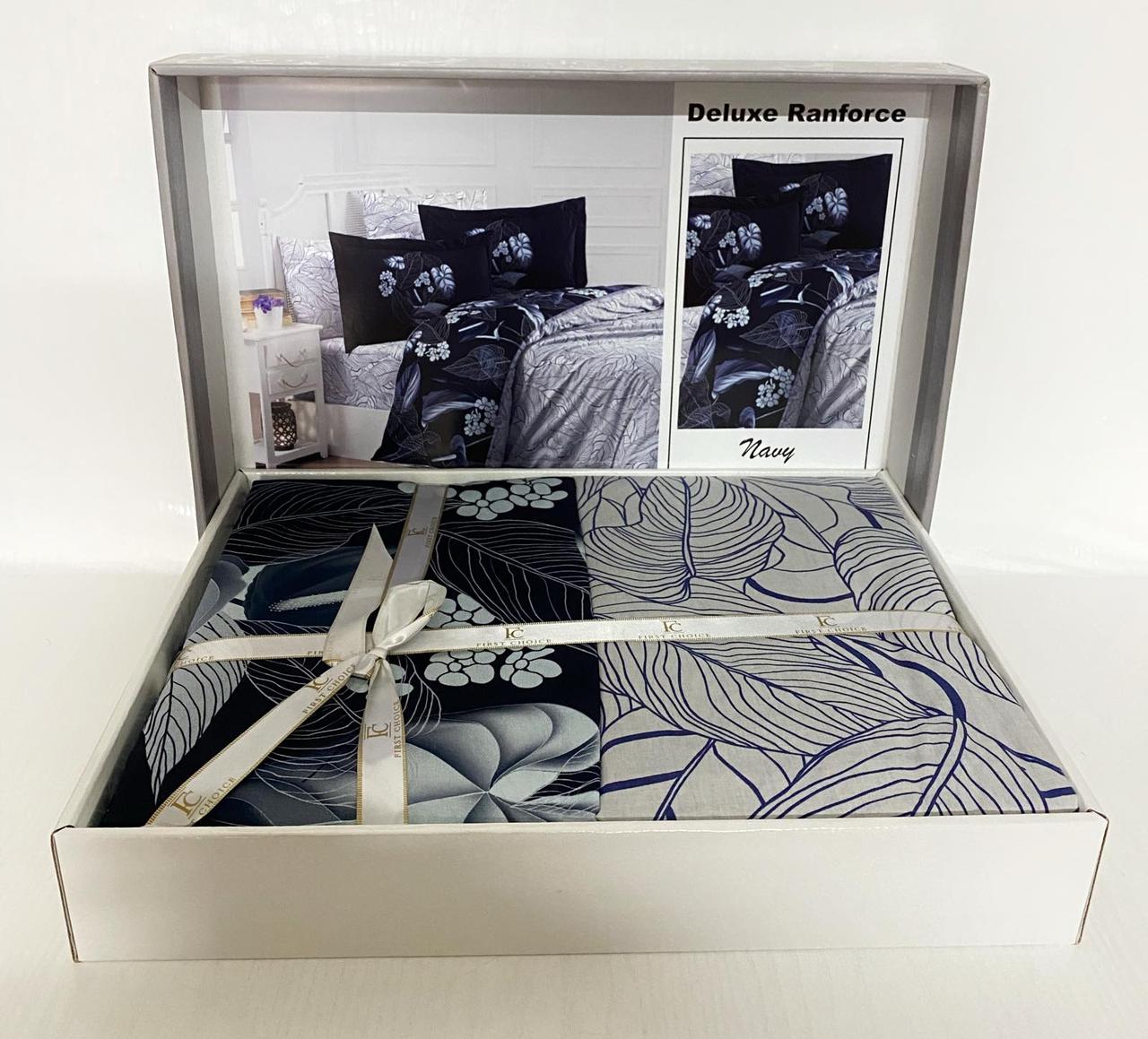 

Постельное белье First Choice deluxe ранфорс 200x220 Navy