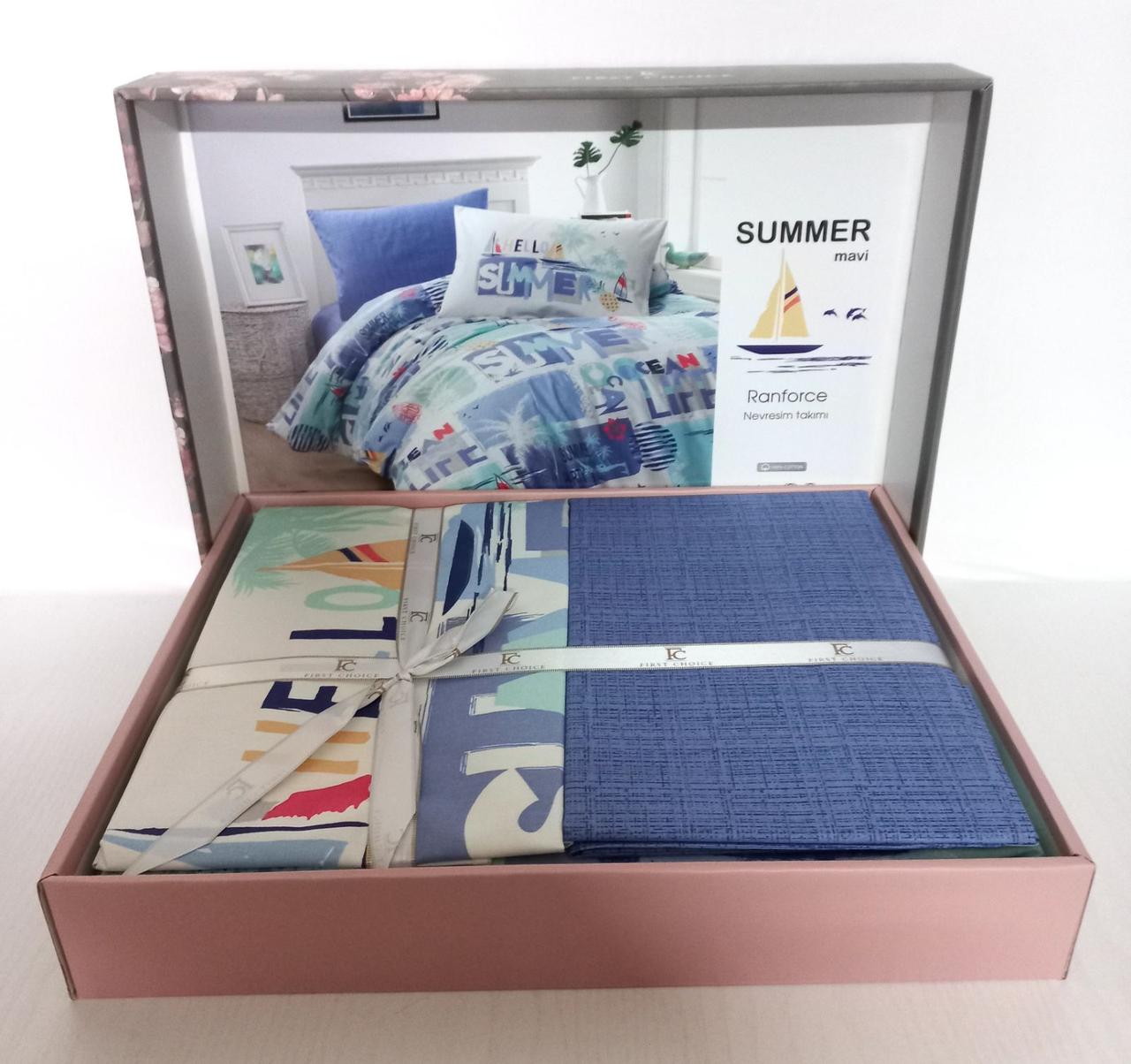 

Постельное белье First Choice ранфорс 160x220 Summer Blue