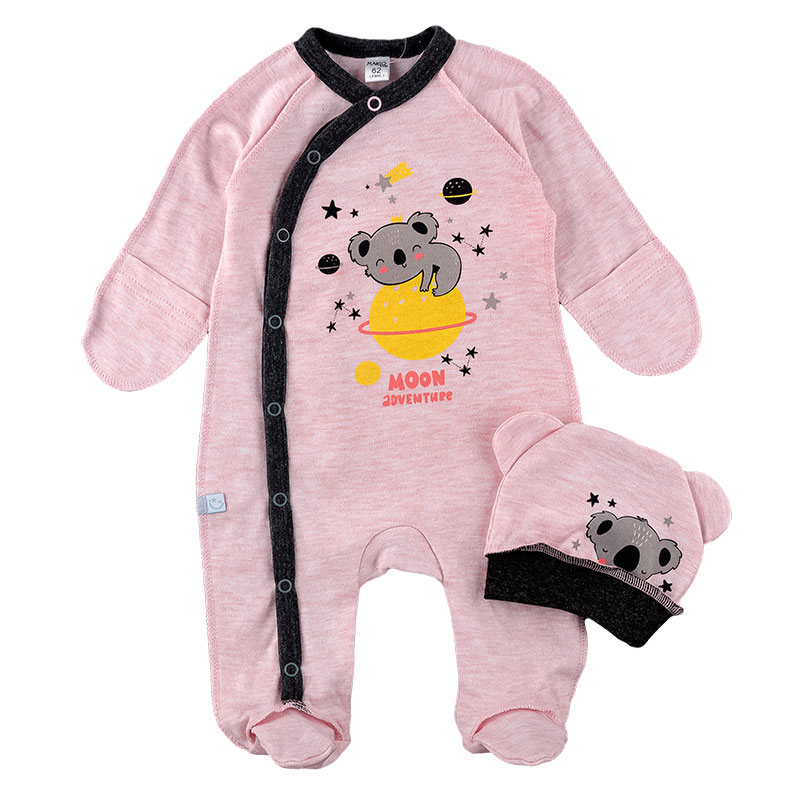 

Комбинезон (человечек) детский + шапочка MARIO KIDS 02-09-09 62 см розовый меланж (131443)