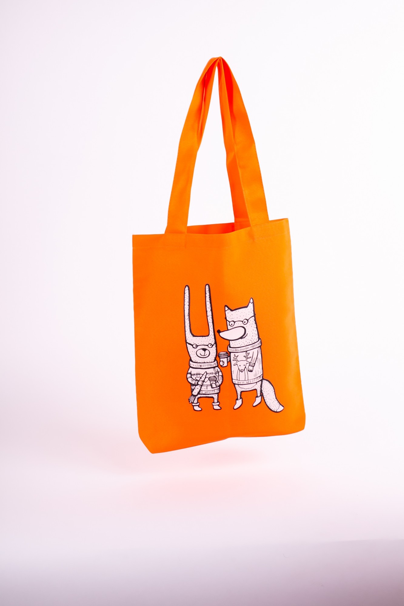 

Cумка KS.SHOP "Лис и заяц" Экосумка шоппер 33x42 см ручки 60 см Грета оранжевая SS-00005